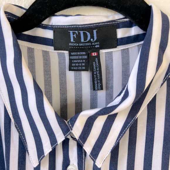 FDJ blouse stripes navy size 8 medium - Picture 8 of 8